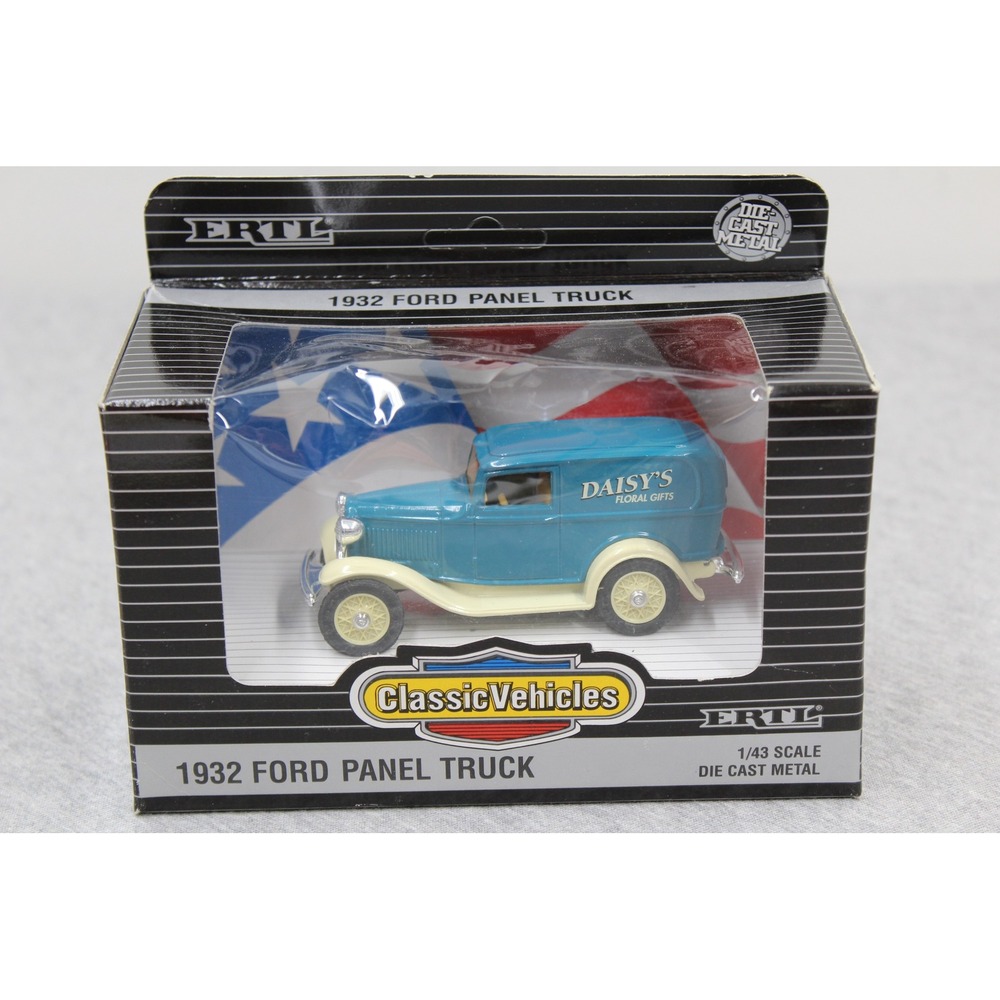 ERTL 1932 Ford Panel Truck Diecast 1/43 Blue Daisys Floral Gifts Classic Vehicle